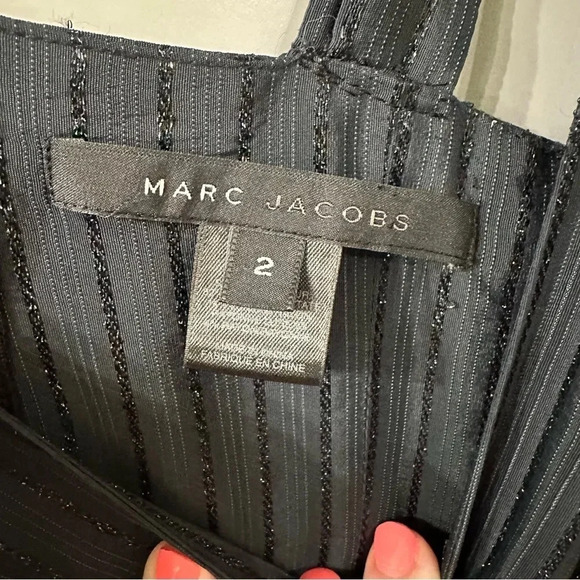 Marc Jacobs Metallic Bow Dress Black Cocktail Dress - Picture 7 of 8